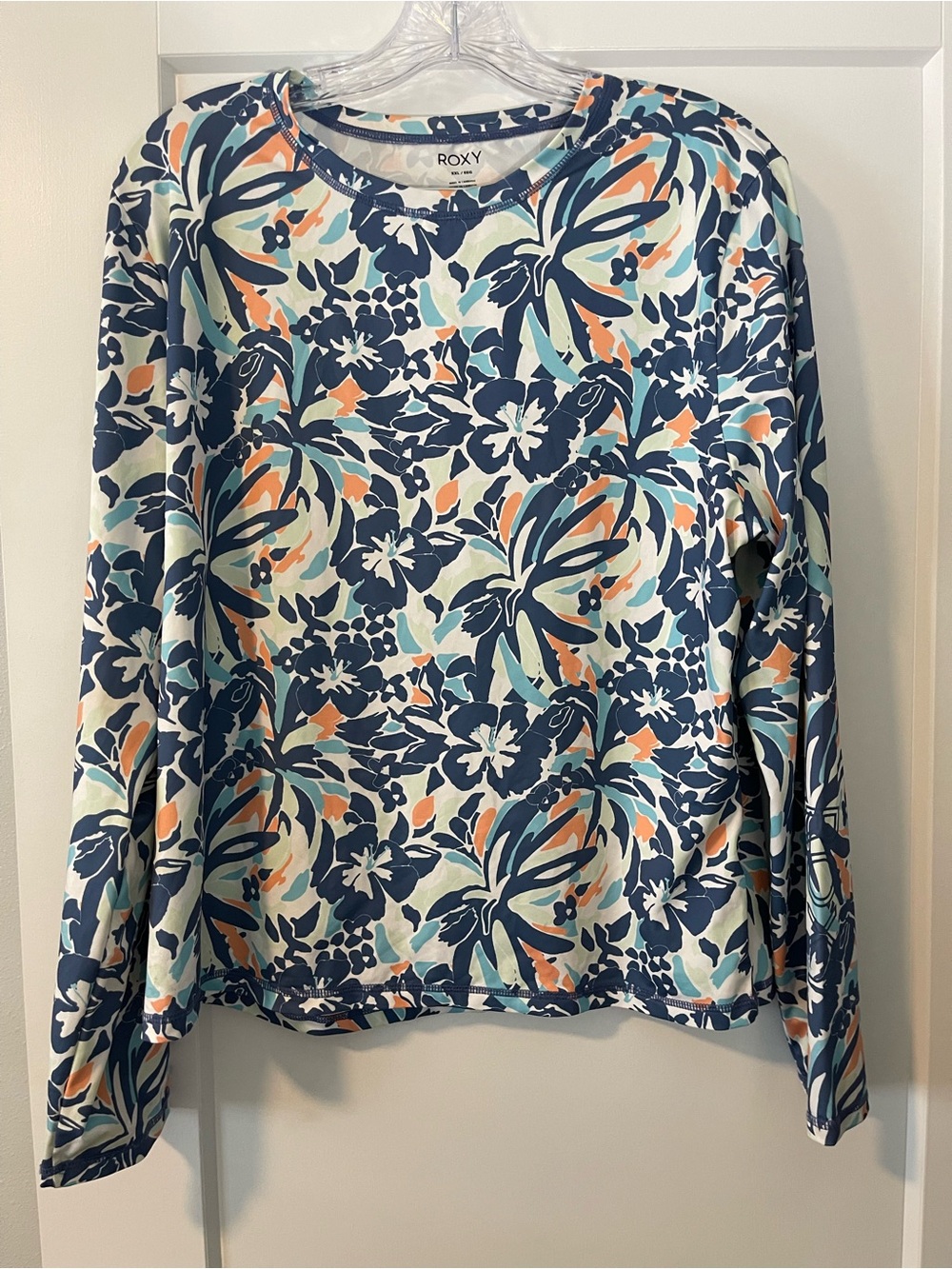 Roxy Floral Long Sleeve Top in Navy, Teal & Peach